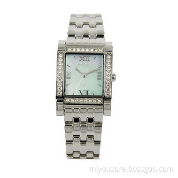 Quartz Lovely CZ Stones Wristwatch with Stainless Steel Material, Ideal for Promotions